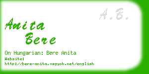 anita bere business card